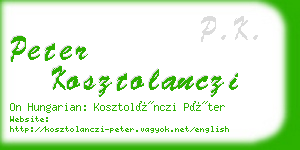 peter kosztolanczi business card